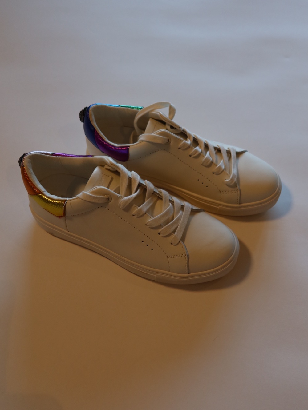 Kurt Geiger London White Leather Rainbow Metallic Sneakers